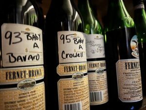 Fernet Branca Italian liqueur bottles on a shelf